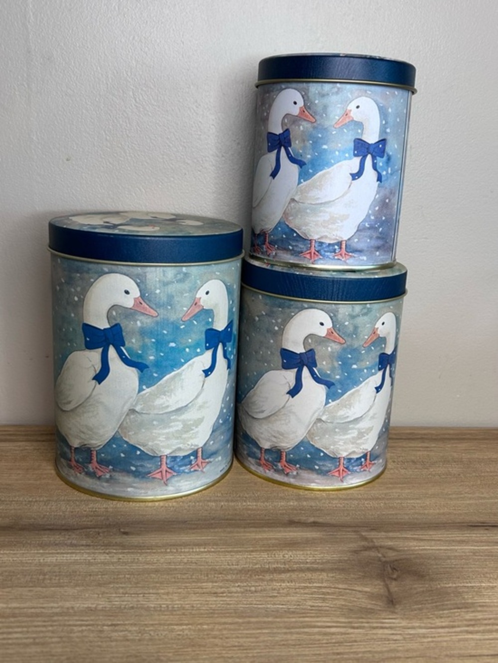 Vintage Blue & White Duck Canister Set